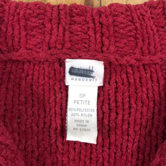 J Jill Handknit Red Chenille Button Front Sweater - Picture 2 of 5